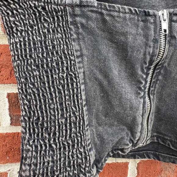 Zara Cropped Adjustable Buckle Top Small Black Denim Smocked Edgy Grunge - Picture 4 of 9